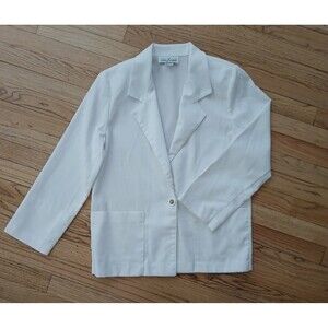 Lisa Josephs Vintage White Blazer Large Front Pockets Work Career Office Wear